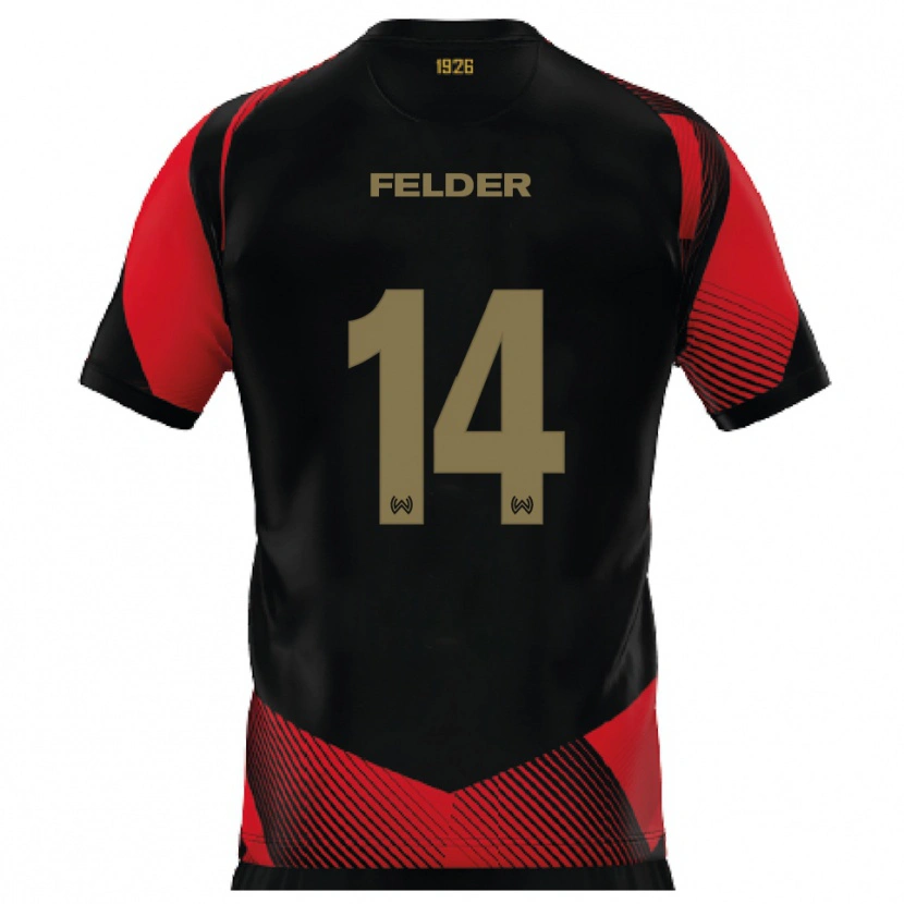 Danxen Mujer Camiseta Mohamed Felder #14 Negro Rojo 1ª Equipación 2025/26 La Camisa México