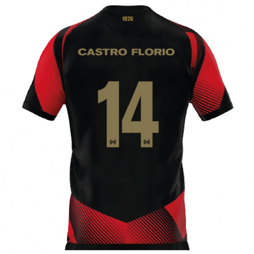 Danxen Mujer Camiseta Giancarlo Castro Florio #14 Negro Rojo 1ª Equipación 2025/26 La Camisa México