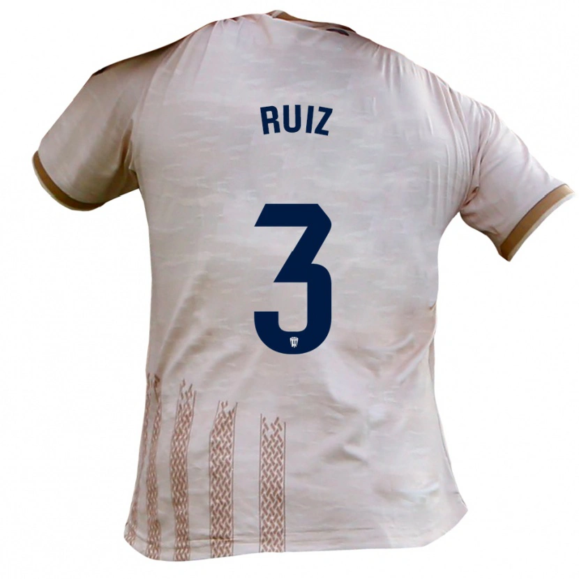 Danxen Mujer Camiseta David Ruiz #3 Blanquecino Marrón 2ª Equipación 2025/26 La Camisa México