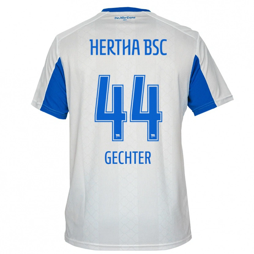 Danxen Mujer Camiseta Linus Gechter #44 Blanco Azul 2ª Equipación 2025/26 La Camisa México