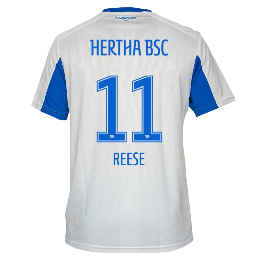 Danxen Mujer Camiseta Fabian Reese #11 Blanco Azul 2ª Equipación 2025/26 La Camisa México