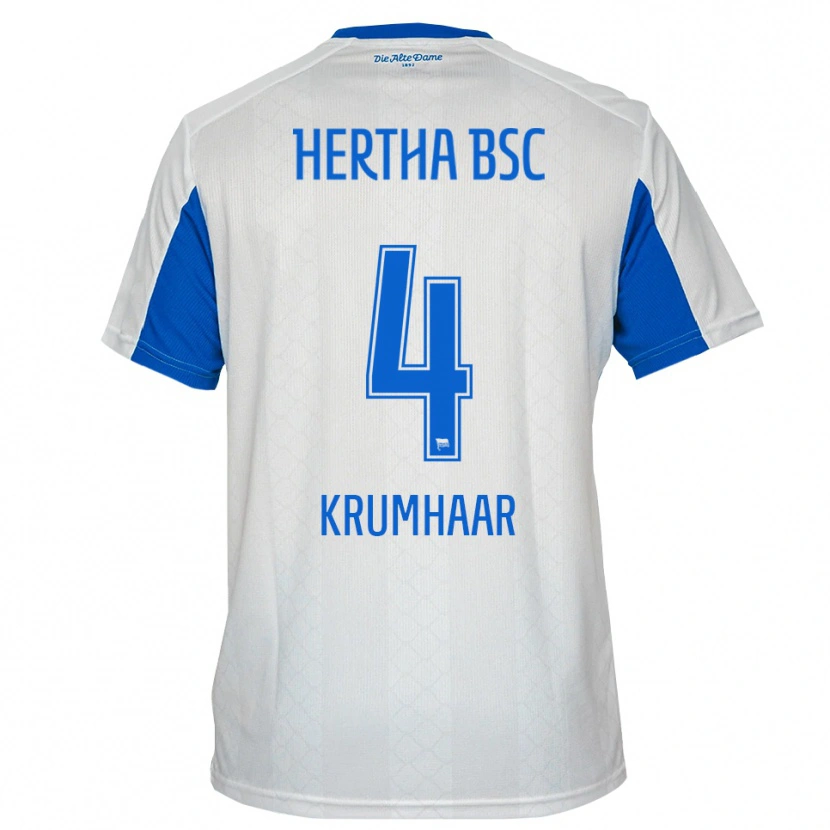 Danxen Mujer Camiseta Marvin Krumhaar #4 Blanco Azul 2ª Equipación 2025/26 La Camisa México