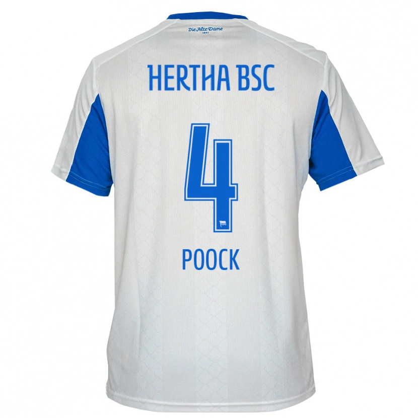 Danxen Mujer Camiseta Svenja Poock #4 Blanco Azul 2ª Equipación 2025/26 La Camisa México