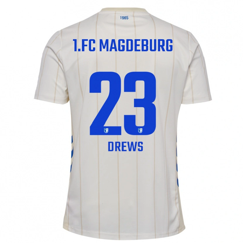 Danxen Mujer Camiseta Adrian Drews #23 Blanco Azul 2ª Equipación 2025/26 La Camisa México