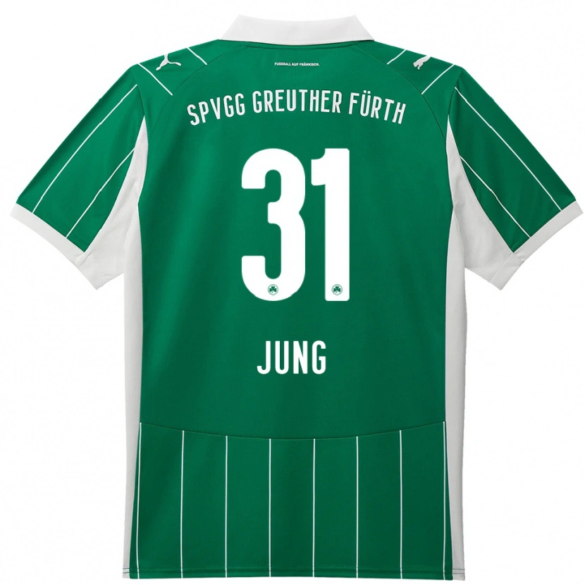 Danxen Mujer Camiseta Sebastian Jung #31 Verde Blanco 2ª Equipación 2025/26 La Camisa México