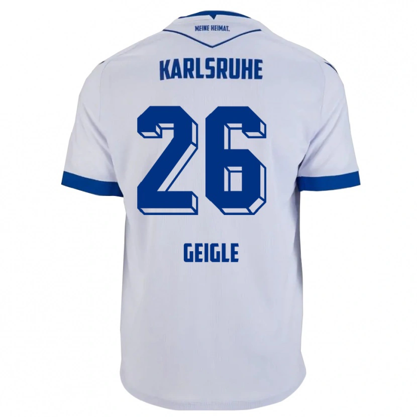 Danxen Mujer Camiseta Fynn Geigle #26 Blanco Azul 2ª Equipación 2025/26 La Camisa México