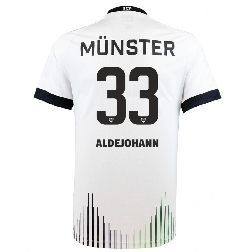 Danxen Mujer Camiseta Sören Aldejohann #33 Blanco Negro 2ª Equipación 2025/26 La Camisa México