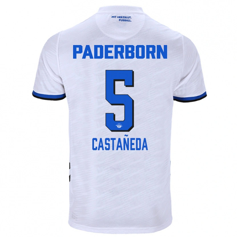 Danxen Mujer Camiseta Santiago Castañeda #5 Blanco Azul 2ª Equipación 2025/26 La Camisa México