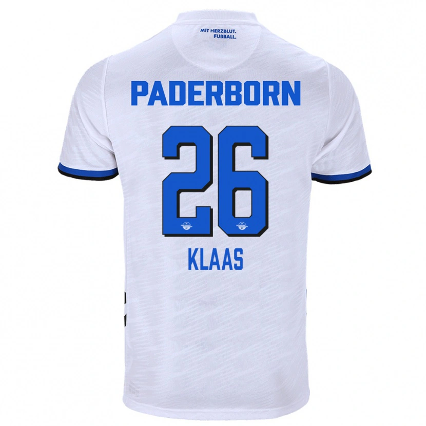 Danxen Mujer Camiseta Sebastian Klaas #26 Blanco Azul 2ª Equipación 2025/26 La Camisa México