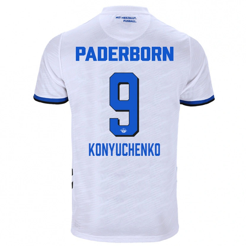 Danxen Mujer Camiseta Yehor Konyuchenko #9 Blanco Azul 2ª Equipación 2025/26 La Camisa México