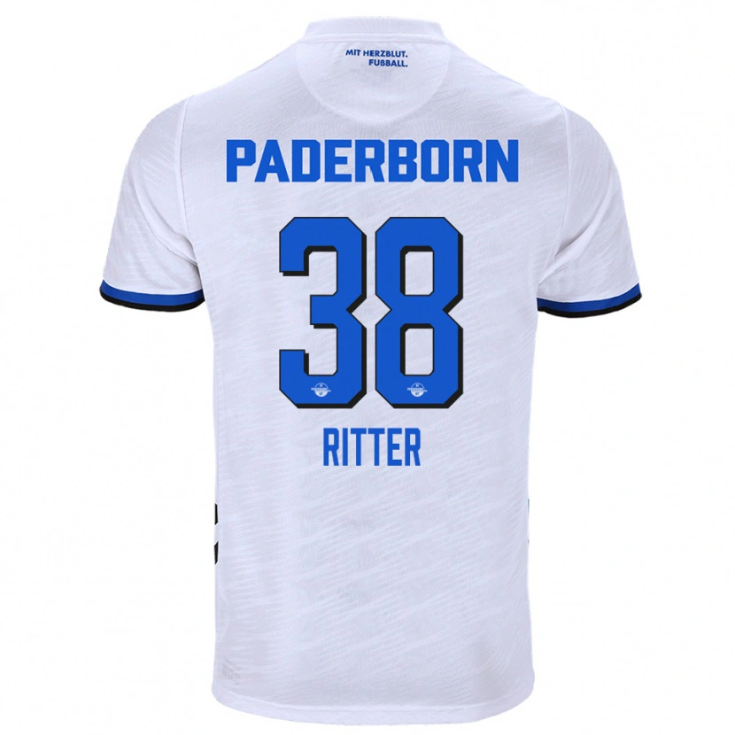 Danxen Mujer Camiseta Max Ritter #38 Blanco Azul 2ª Equipación 2025/26 La Camisa México