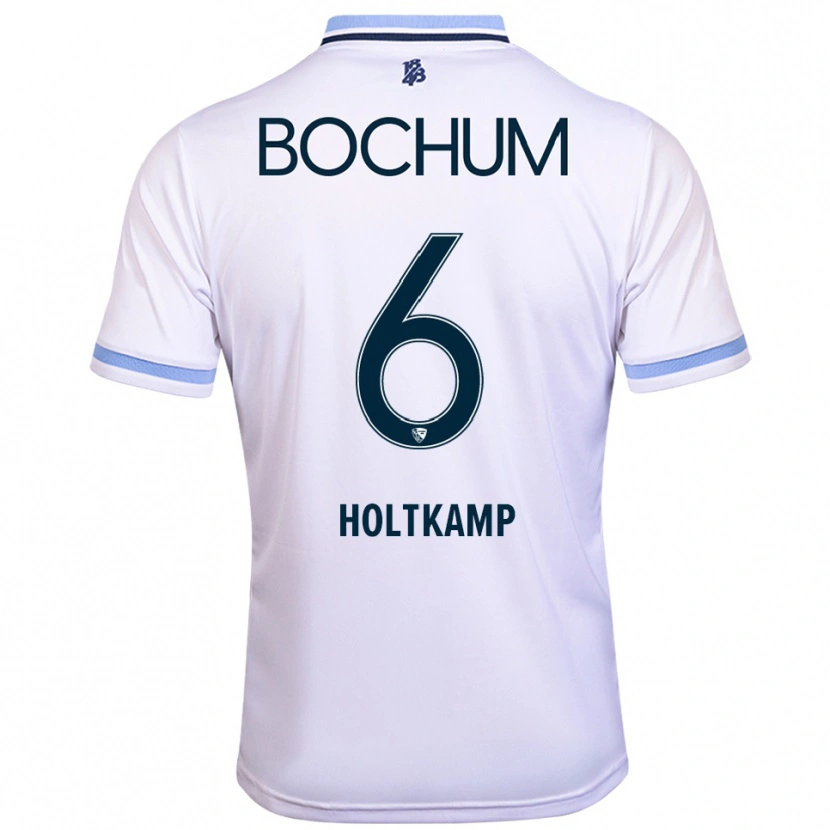 Danxen Mujer Camiseta Lars Holtkamp #6 Blanco Azul Cielo 2ª Equipación 2025/26 La Camisa México