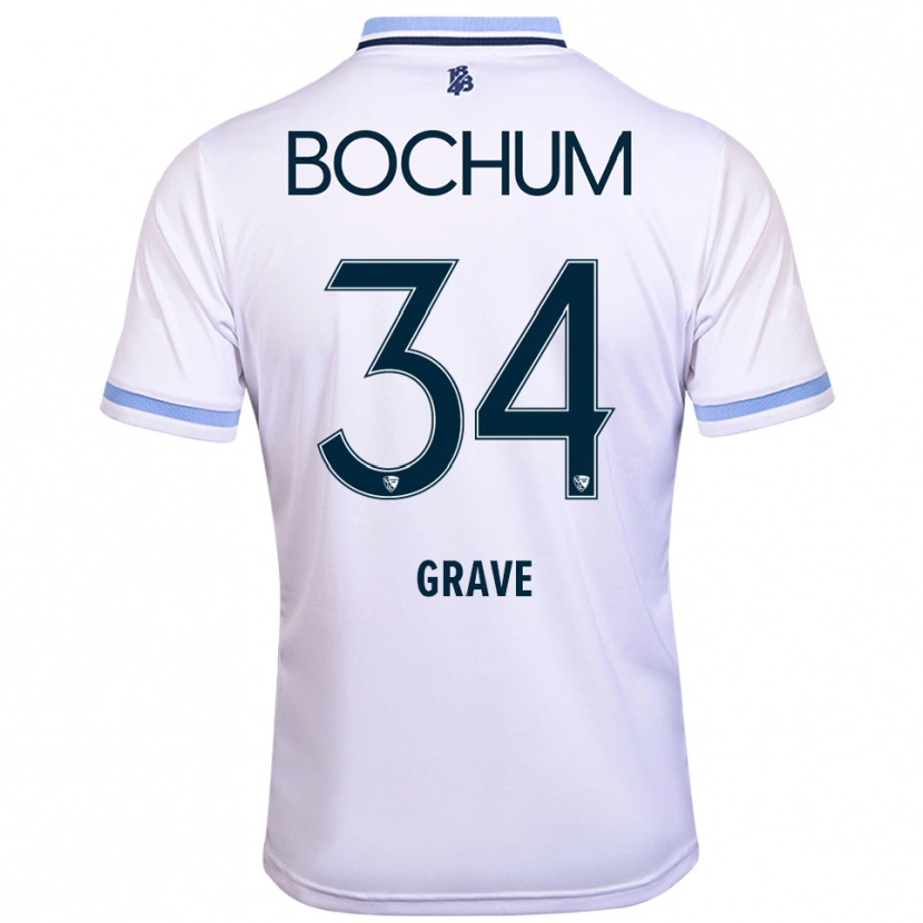 Danxen Mujer Camiseta Paul Grave #34 Blanco Azul Cielo 2ª Equipación 2025/26 La Camisa México