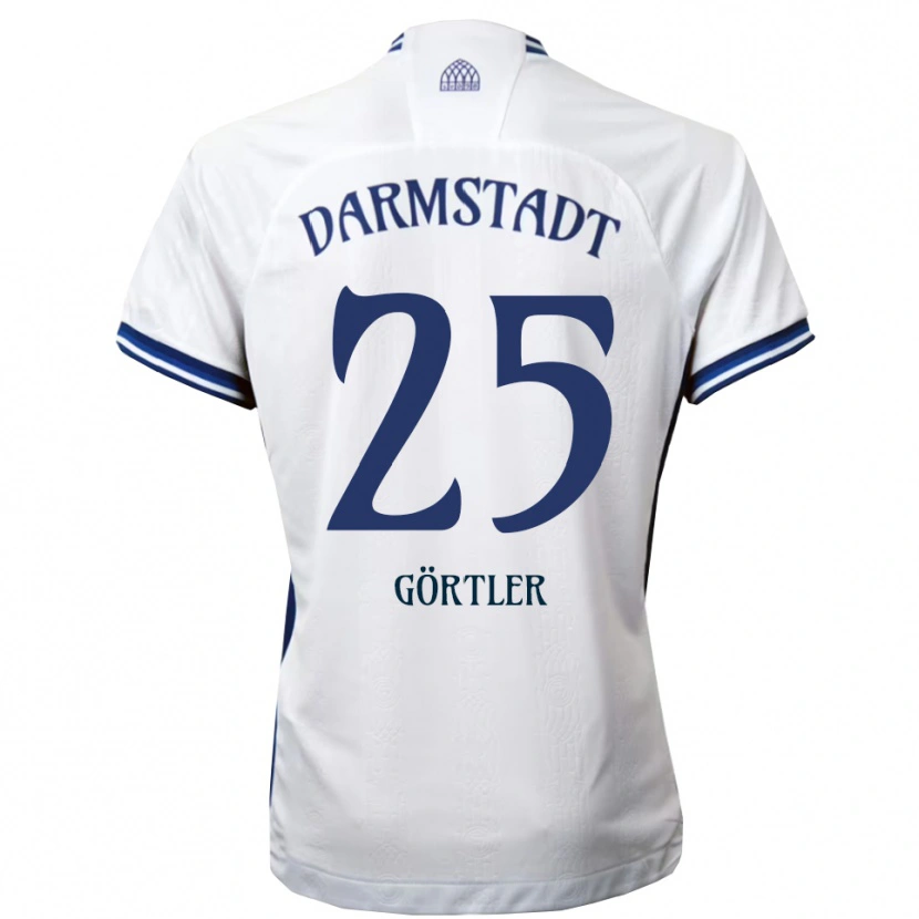 Danxen Mujer Camiseta Bastian Görtler #25 Blanco Azul 2ª Equipación 2025/26 La Camisa México