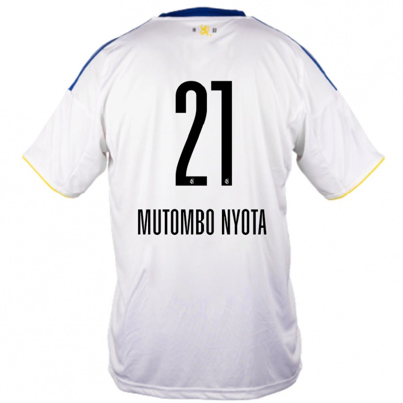 Danxen Mujer Camiseta Jael Mutombo Nyota #21 Blanco Azul Amarillo 2ª Equipación 2025/26 La Camisa México