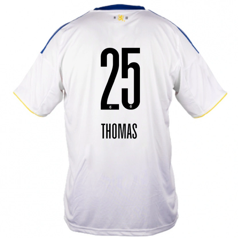 Danxen Mujer Camiseta Jakob Thomas #25 Blanco Azul Amarillo 2ª Equipación 2025/26 La Camisa México
