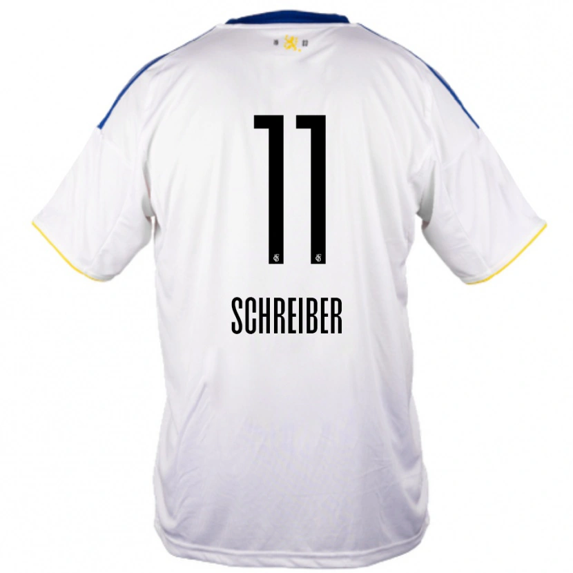 Danxen Mujer Camiseta Colin Schreiber #11 Blanco Azul Amarillo 2ª Equipación 2025/26 La Camisa México
