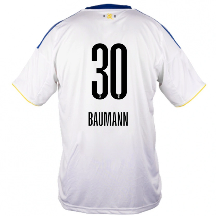 Danxen Mujer Camiseta Dominic Baumann #30 Blanco Azul Amarillo 2ª Equipación 2025/26 La Camisa México