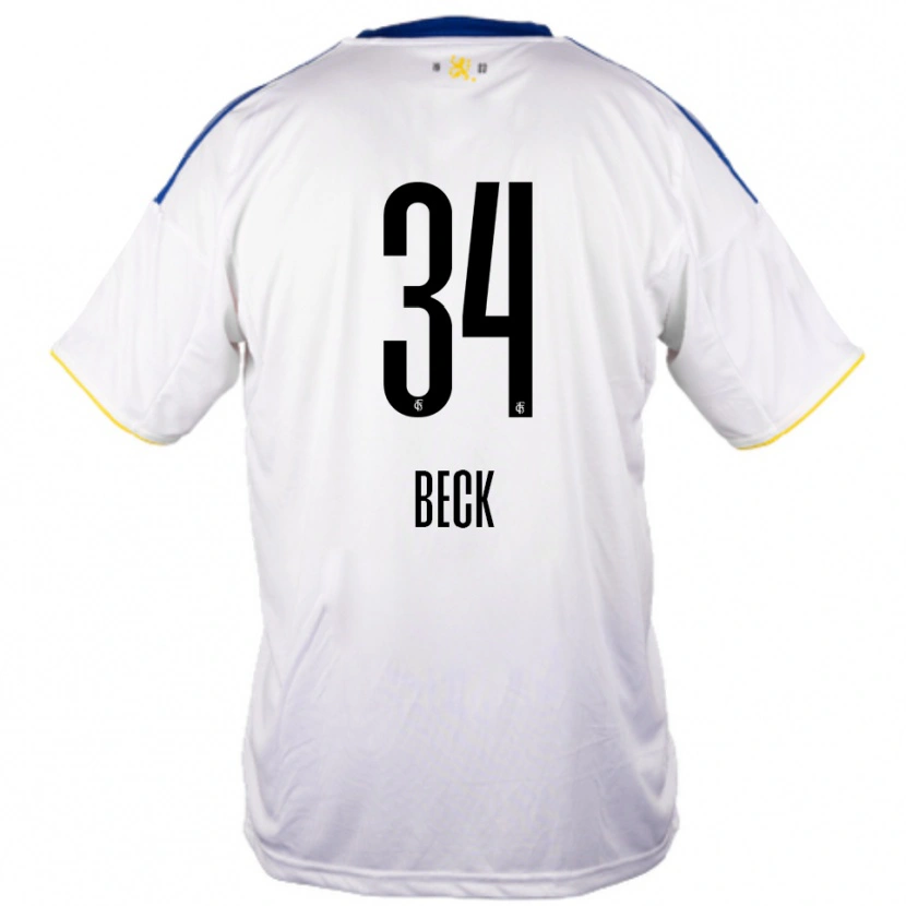 Danxen Mujer Camiseta Luis Beck #34 Blanco Azul Amarillo 2ª Equipación 2025/26 La Camisa México