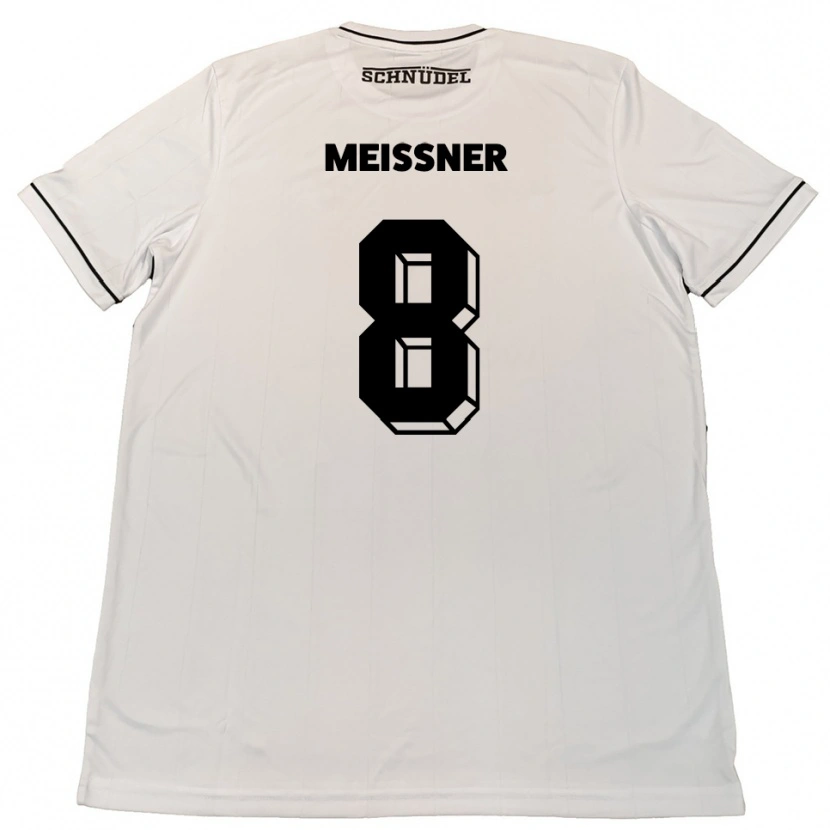 Danxen Mujer Camiseta Thomas Meißner #8 Blanco Negro 2ª Equipación 2025/26 La Camisa México