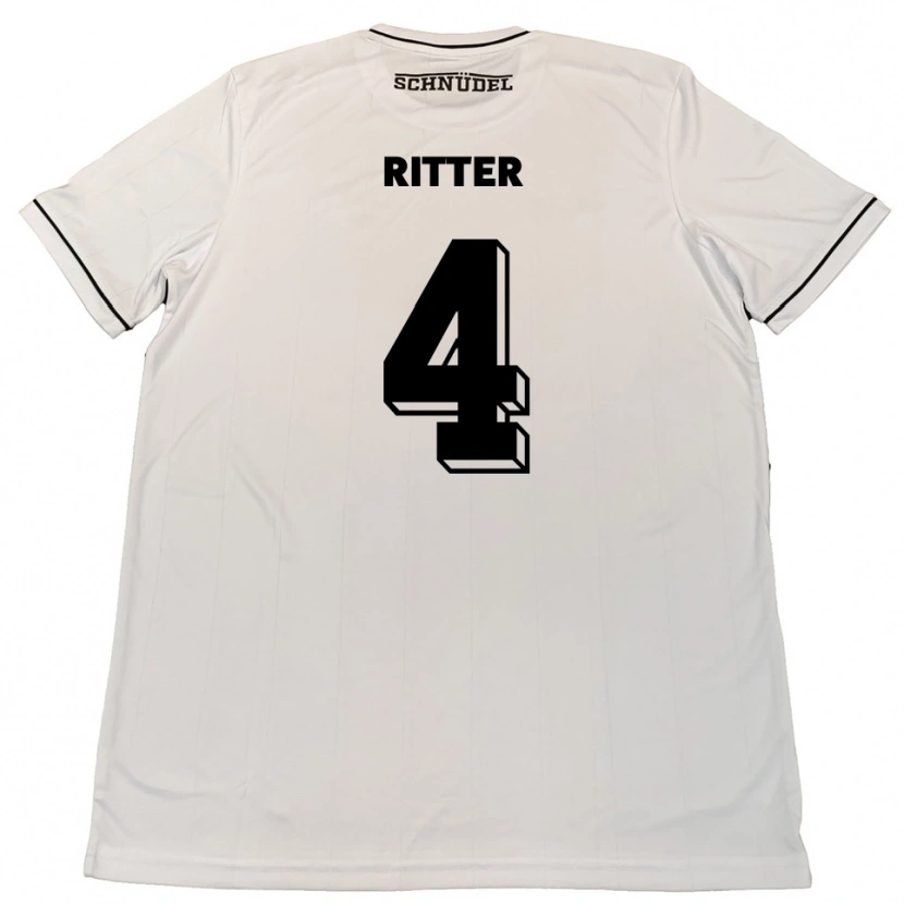 Danxen Mujer Camiseta David Ritter #4 Blanco Negro 2ª Equipación 2025/26 La Camisa México