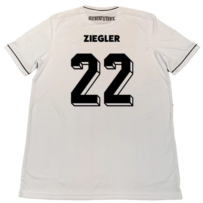 Danxen Mujer Camiseta Kevin Ziegler #22 Blanco Negro 2ª Equipación 2025/26 La Camisa México