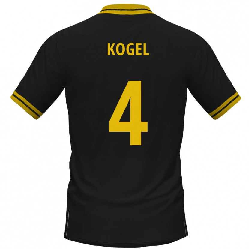 Danxen Mujer Camiseta Tobias Kogel #4 Negro Amarillo 2ª Equipación 2025/26 La Camisa México