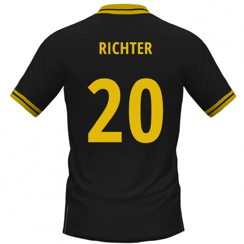 Danxen Mujer Camiseta Marc Richter #20 Negro Amarillo 2ª Equipación 2025/26 La Camisa México