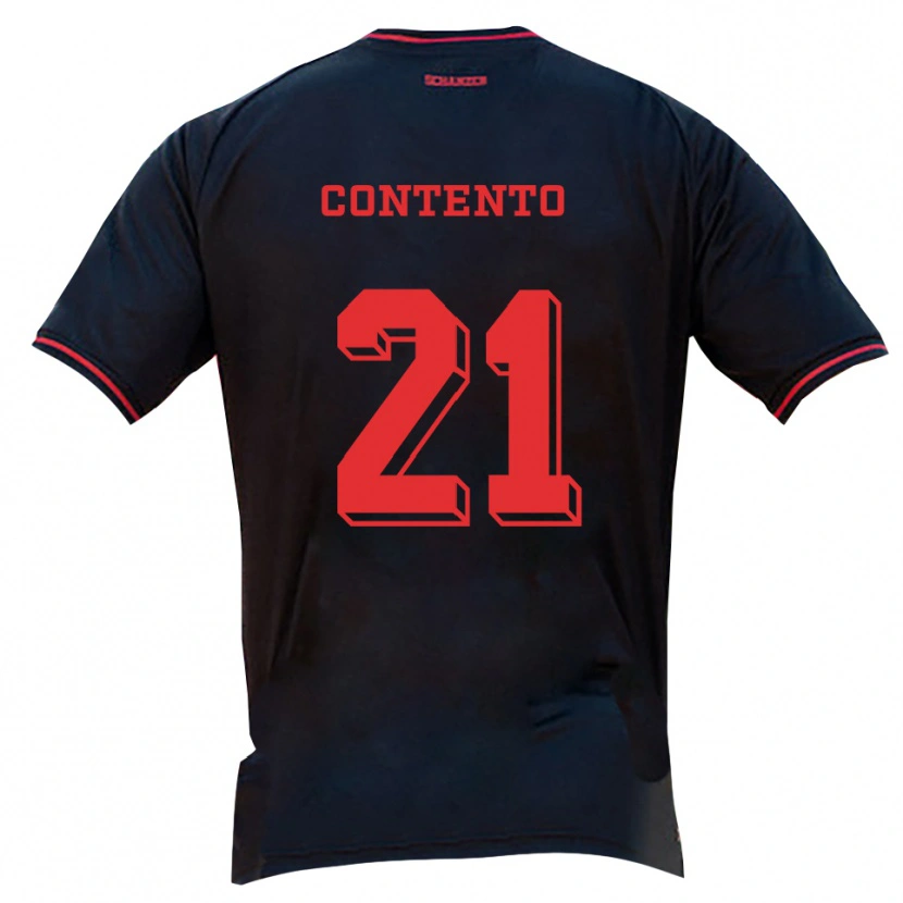 Danxen Mujer Camiseta Arcangelo Contento #21 Negro Rojo Blanco 2ª Equipación 2025/26 La Camisa México