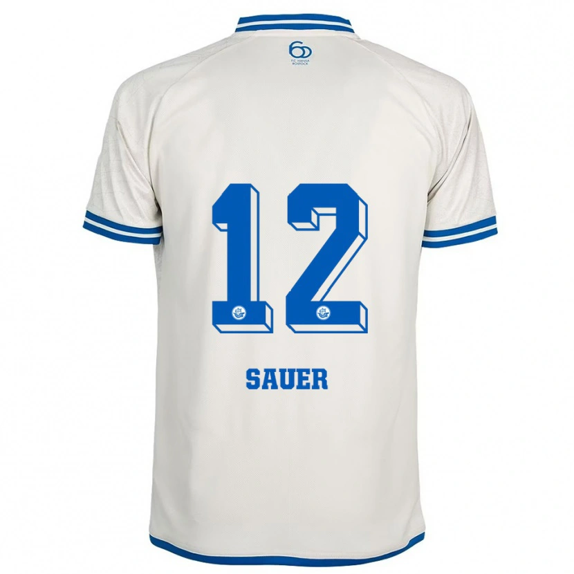 Danxen Mujer Camiseta John-Lukas Sauer #12 Blanco Azul 2ª Equipación 2025/26 La Camisa México