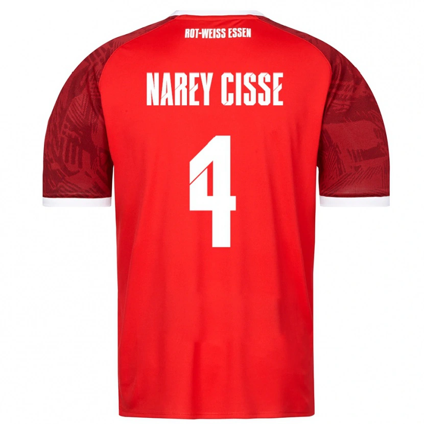 Danxen Mujer Camiseta Ibrahim Narey Cisse #4 Rojo Borgoña Blanco 2ª Equipación 2025/26 La Camisa México