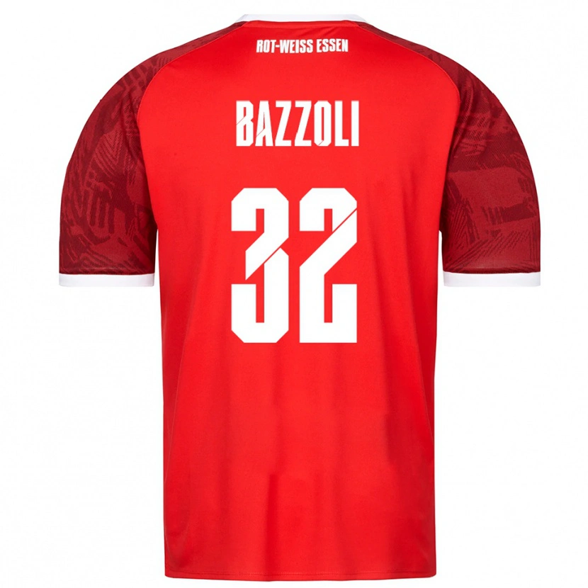 Danxen Mujer Camiseta Luca Bazzoli #32 Rojo Borgoña Blanco 2ª Equipación 2025/26 La Camisa México