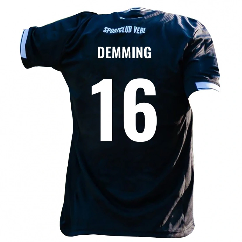 Danxen Mujer Camiseta Lukas Demming #16 Negro Blanco 2ª Equipación 2025/26 La Camisa México