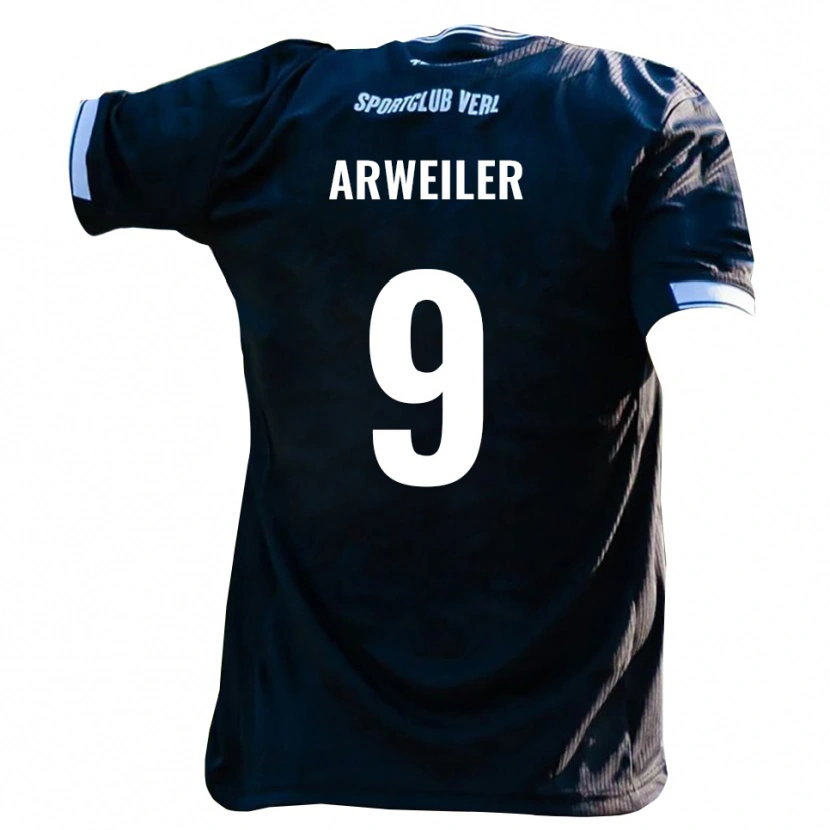 Danxen Mujer Camiseta Jonas Arweiler #9 Negro Blanco 2ª Equipación 2025/26 La Camisa México