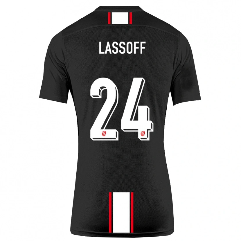 Danxen Mujer Camiseta Matteo Lassoff #24 Negro Blanco 2ª Equipación 2025/26 La Camisa México