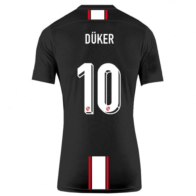 Danxen Mujer Camiseta Julius Düker #10 Negro Blanco 2ª Equipación 2025/26 La Camisa México