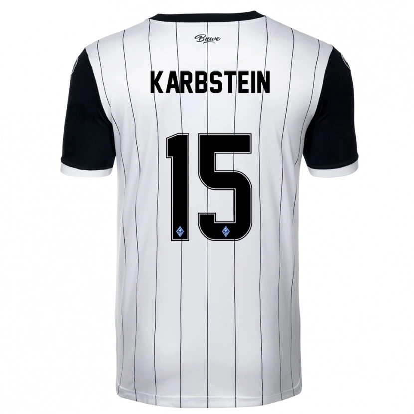 Danxen Mujer Camiseta Malte Karbstein #15 Blanco Negro 2ª Equipación 2025/26 La Camisa México