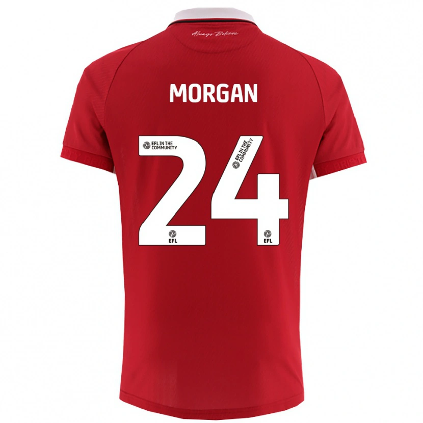 Danxen Niño Camiseta Ffion Morgan #24 Rojo Blanco 1ª Equipación 2025/26 La Camisa México