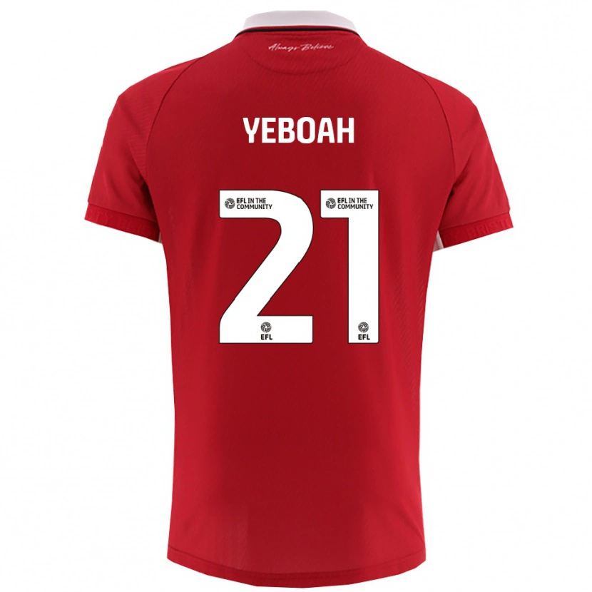 Danxen Niño Camiseta Ephraim Yeboah #21 Rojo Blanco 1ª Equipación 2025/26 La Camisa México