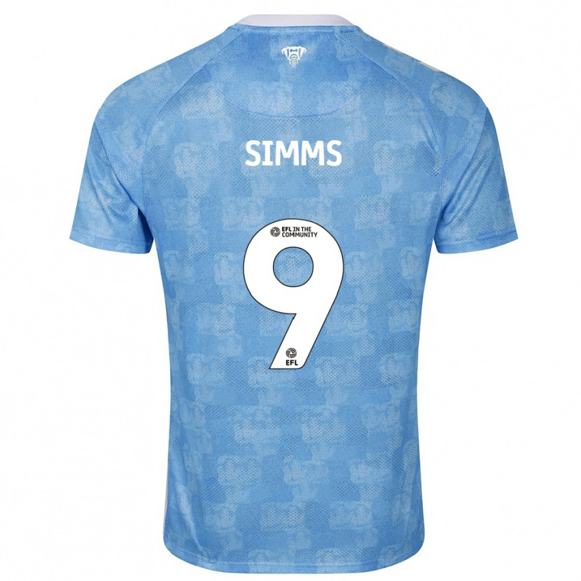 Danxen Niño Camiseta Ellis Simms #9 Azul Celeste Blanco 1ª Equipación 2025/26 La Camisa México