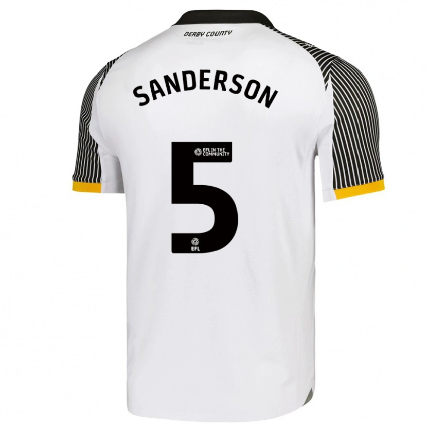Danxen Niño Camiseta Dion Sanderson #5 Blanco Negro 1ª Equipación 2025/26 La Camisa México