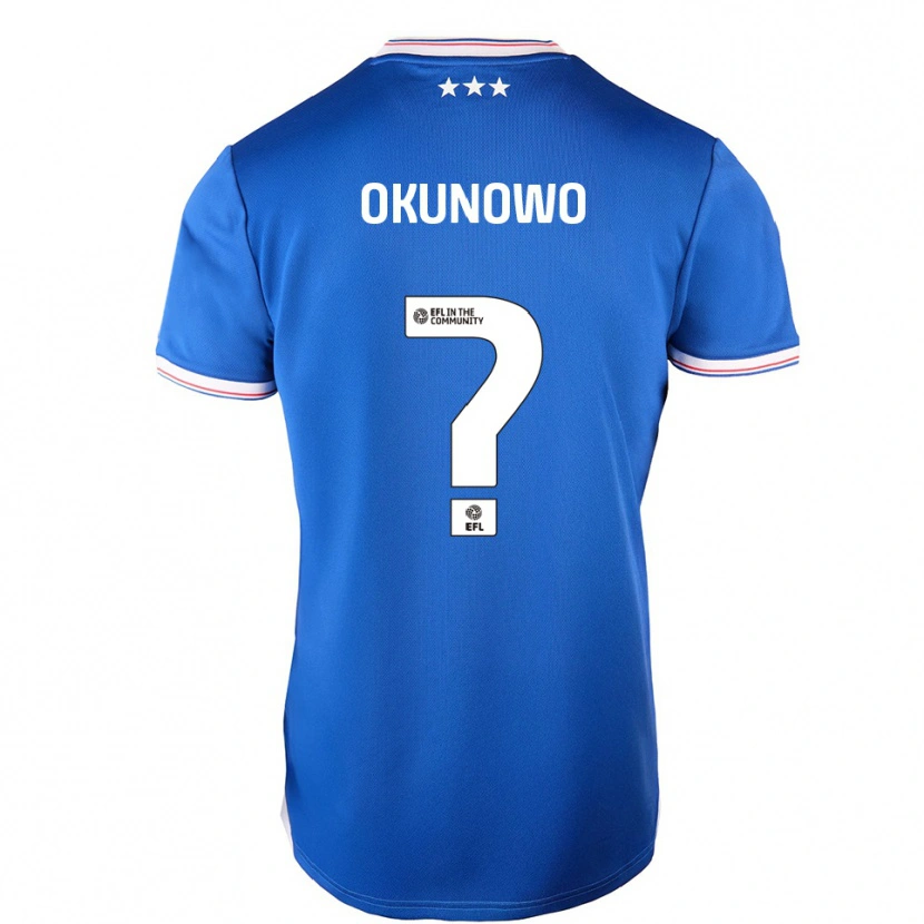 Danxen Niño Camiseta Emmanuel Okunowo #0 Azul Blanco 1ª Equipación 2025/26 La Camisa México