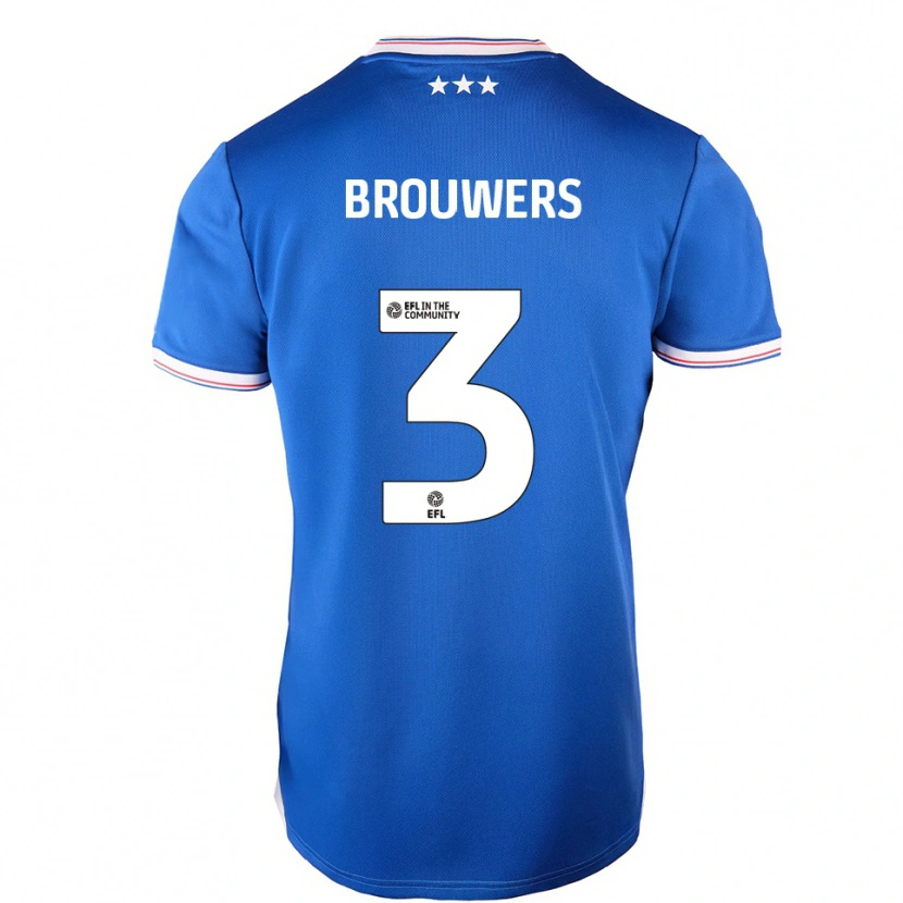 Danxen Niño Camiseta Steve Brouwers #3 Azul Blanco 1ª Equipación 2025/26 La Camisa México
