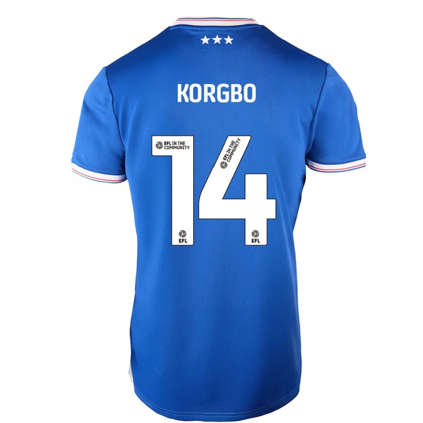 Danxen Niño Camiseta Kelvin Korgbo #14 Azul Blanco 1ª Equipación 2025/26 La Camisa México