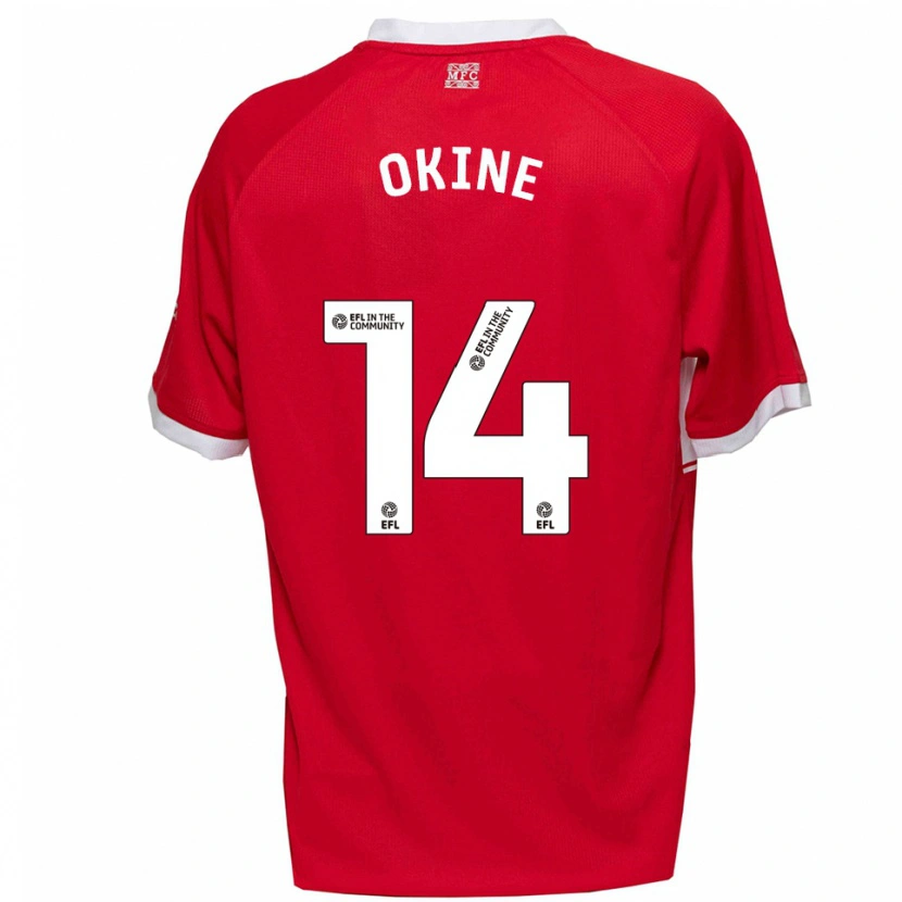 Danxen Niño Camiseta William Okine #14 Rojo Blanco 1ª Equipación 2025/26 La Camisa México