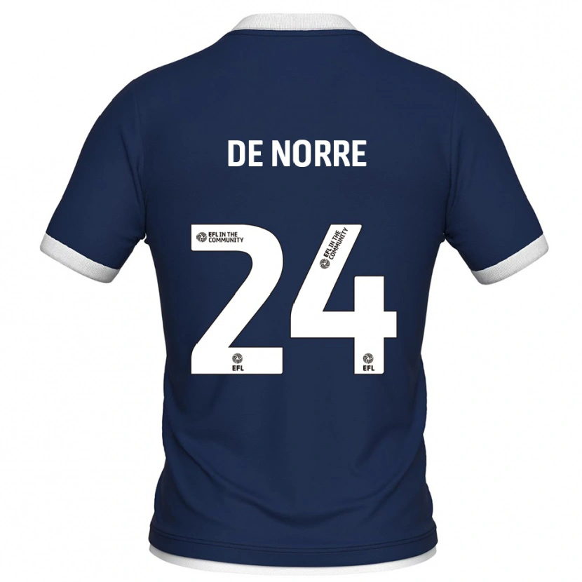 Danxen Niño Camiseta Casper De Norre #24 Azul Marino Blanco 1ª Equipación 2025/26 La Camisa México