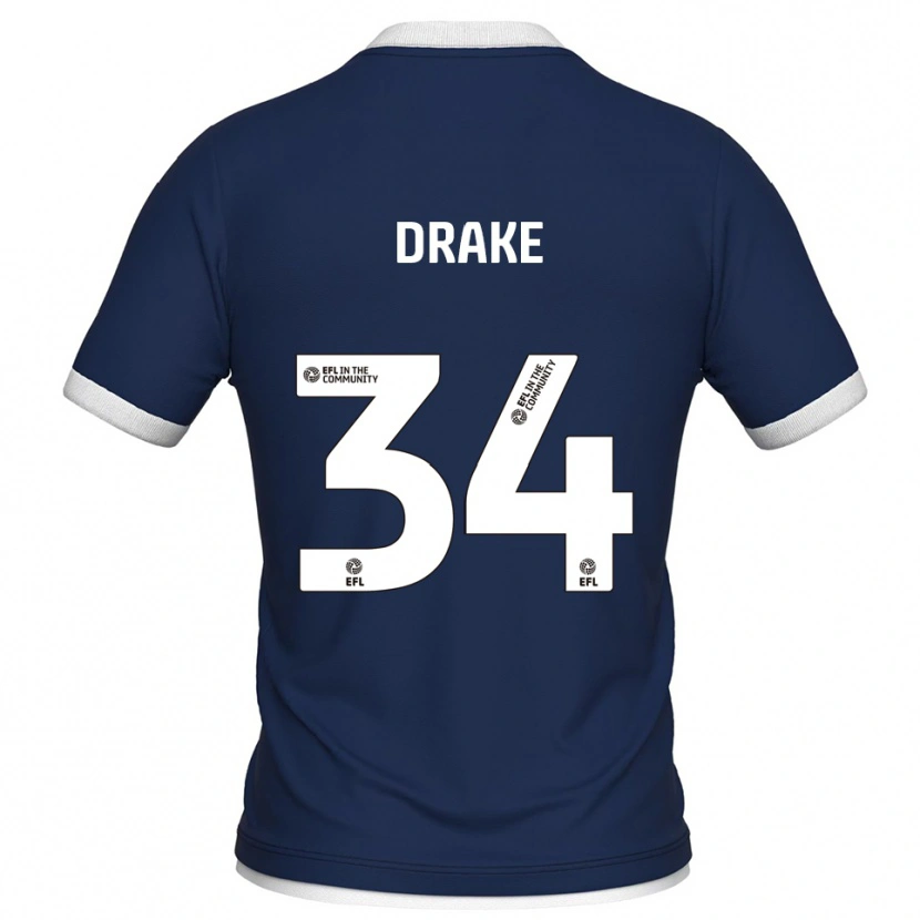 Danxen Niño Camiseta Ben Drake #34 Azul Marino Blanco 1ª Equipación 2025/26 La Camisa México