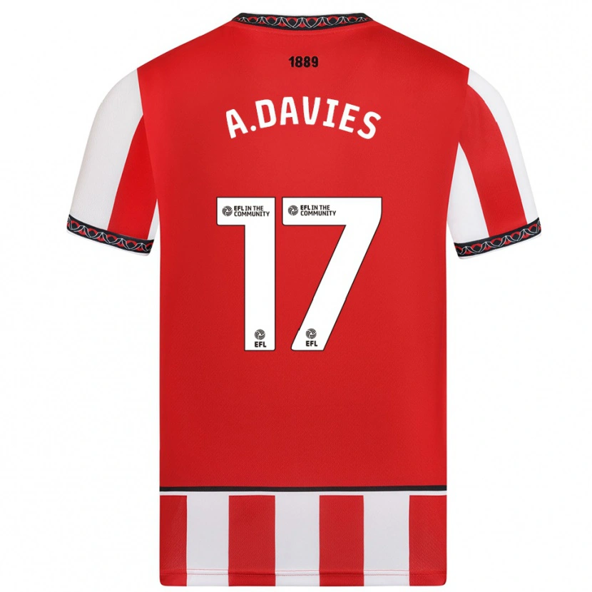 Danxen Niño Camiseta Adam Davies #17 Rojo Blanco 1ª Equipación 2025/26 La Camisa México