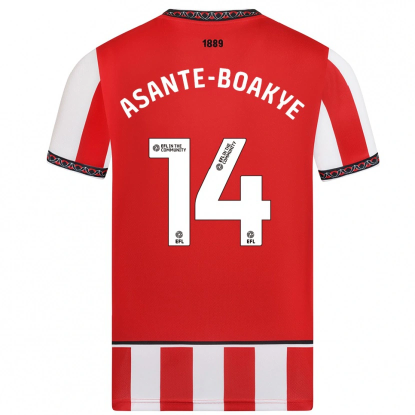 Danxen Niño Camiseta Max Asante-Boakye #14 Rojo Blanco 1ª Equipación 2025/26 La Camisa México