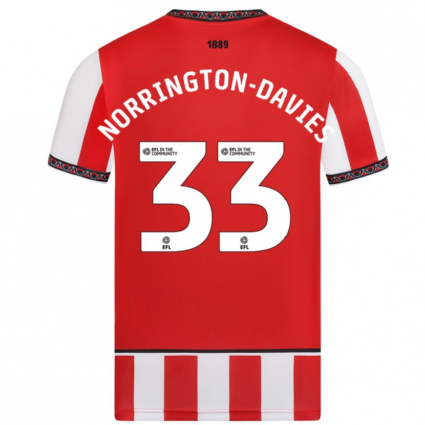 Danxen Niño Camiseta Rhys Norrington-Davies #33 Rojo Blanco 1ª Equipación 2025/26 La Camisa México